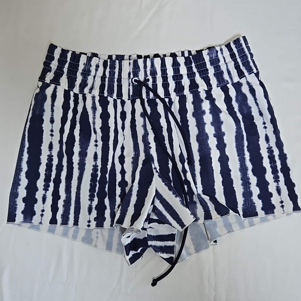 Athleta Blue & White Striped Running Shorts Lined Size Ladies Small
